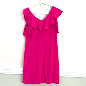 MSK Hot Pink Cold-Shoulder Ruffle Mini Dress